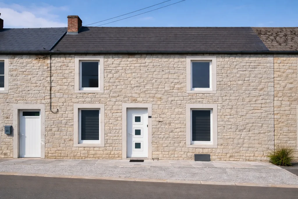 Façade en pierre du gîte Au Chant des Roches à Cerfontaine
